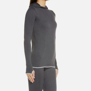 NEW! ZELLA Black Tipped Seamless Long Sleeve Hoodie Top - Size Large